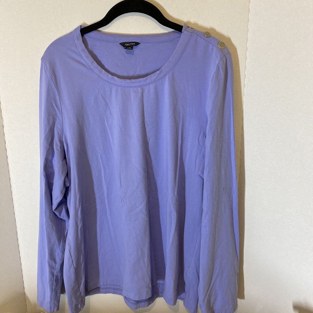 Nautica Top Women's Purple Cotton Blend Long Sleeve Top Sz XXL